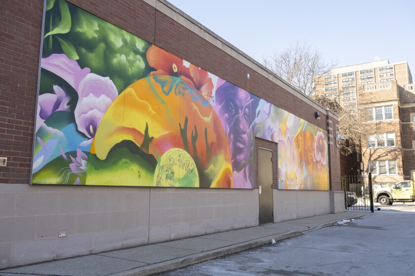 A mural on the Uptown branch library.