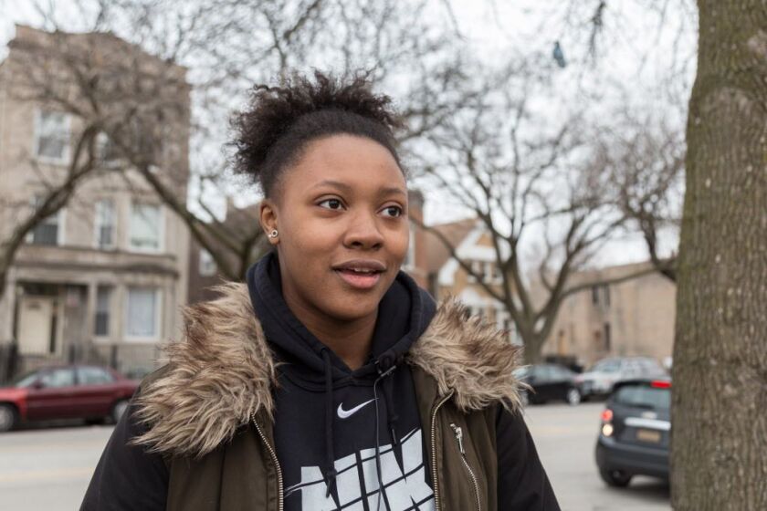 Myshea Johnson, a senior at Bronzeville Scholastic Institute, reacts to CPS inspection reports of the school. | Erin Brown/Sun-Times