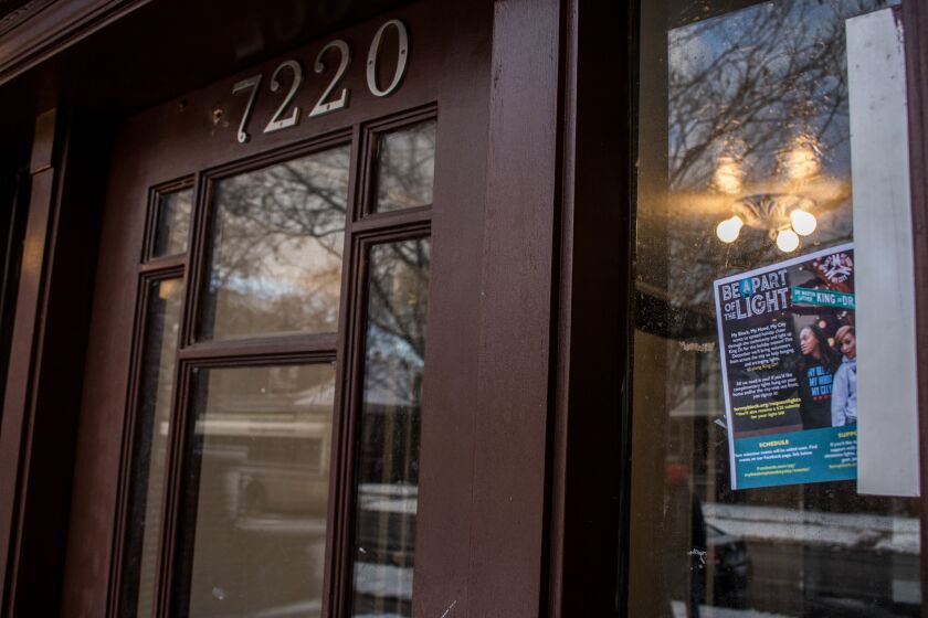 A My Block, My Hood, My City flyer is propped into a mailbox. | Manny Ramos/Sun-Times