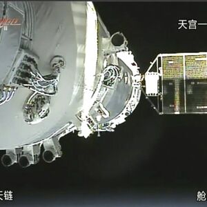 China’s Shenzhou-8 spacecraft is docked with the orbiting Tiangong-1 space station. | CCTV via AP Video
