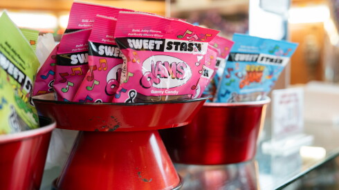 Sweet Stash Jams, Sour Jams and Rock James are for sale at Margie’s Candies in Logan Square, Thursday, Sept. 3, 2026.