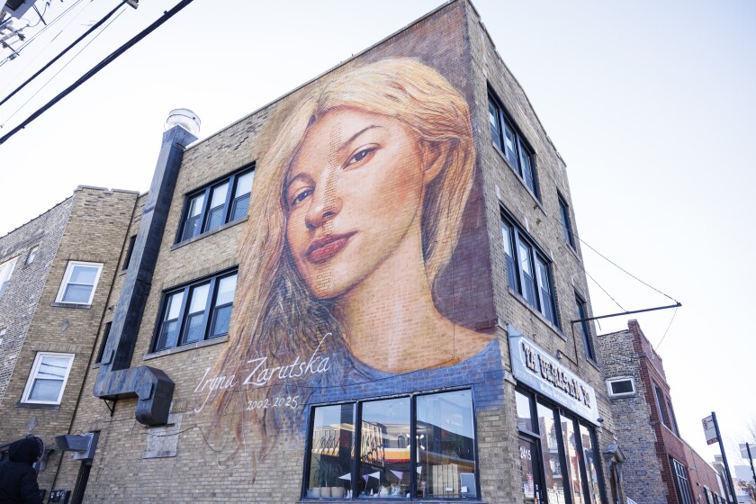 A mural of Iryna Zarutska at 2415 W. Montrose Ave. in North Center, Friday, Jan. 23, 2026.