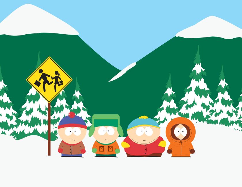 The denizens of “South Park” — Stan (from left), Kyle, Cartman and Kenny. | Comedy Central