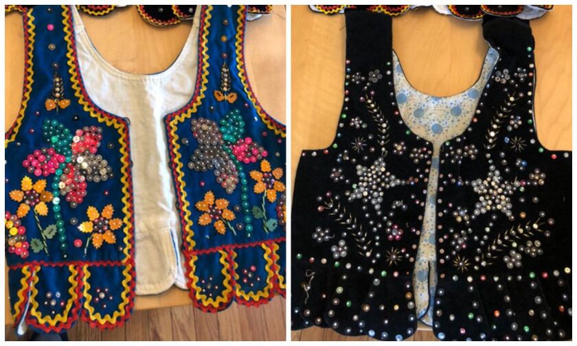 Handmade vests from the 1960s and ’70s that a Good Samaritan plans to donate to Marlena Dzis, whose folk costumes were stolen. | Photos courtesy of Cassie Fullem