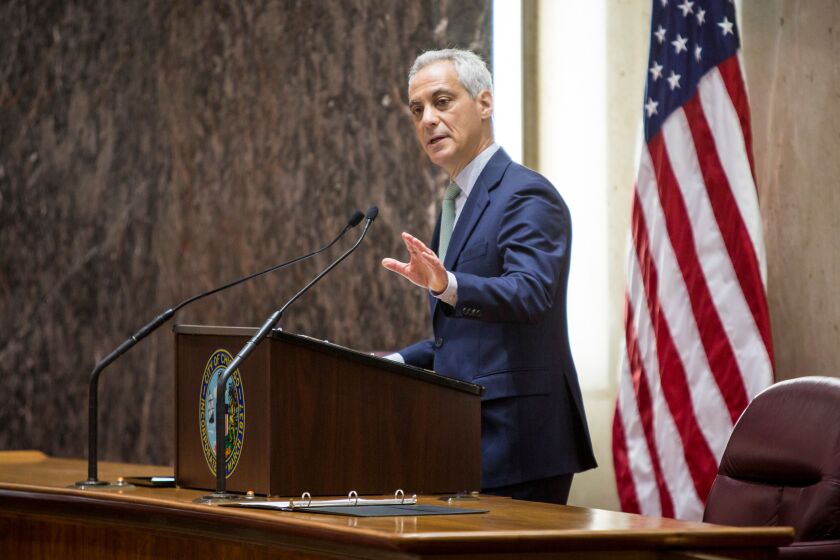 Mayor Rahm Emanuel delivered his final budget speech to the Chicago City Council on Wednesday. | James Foster/For the Sun-Times