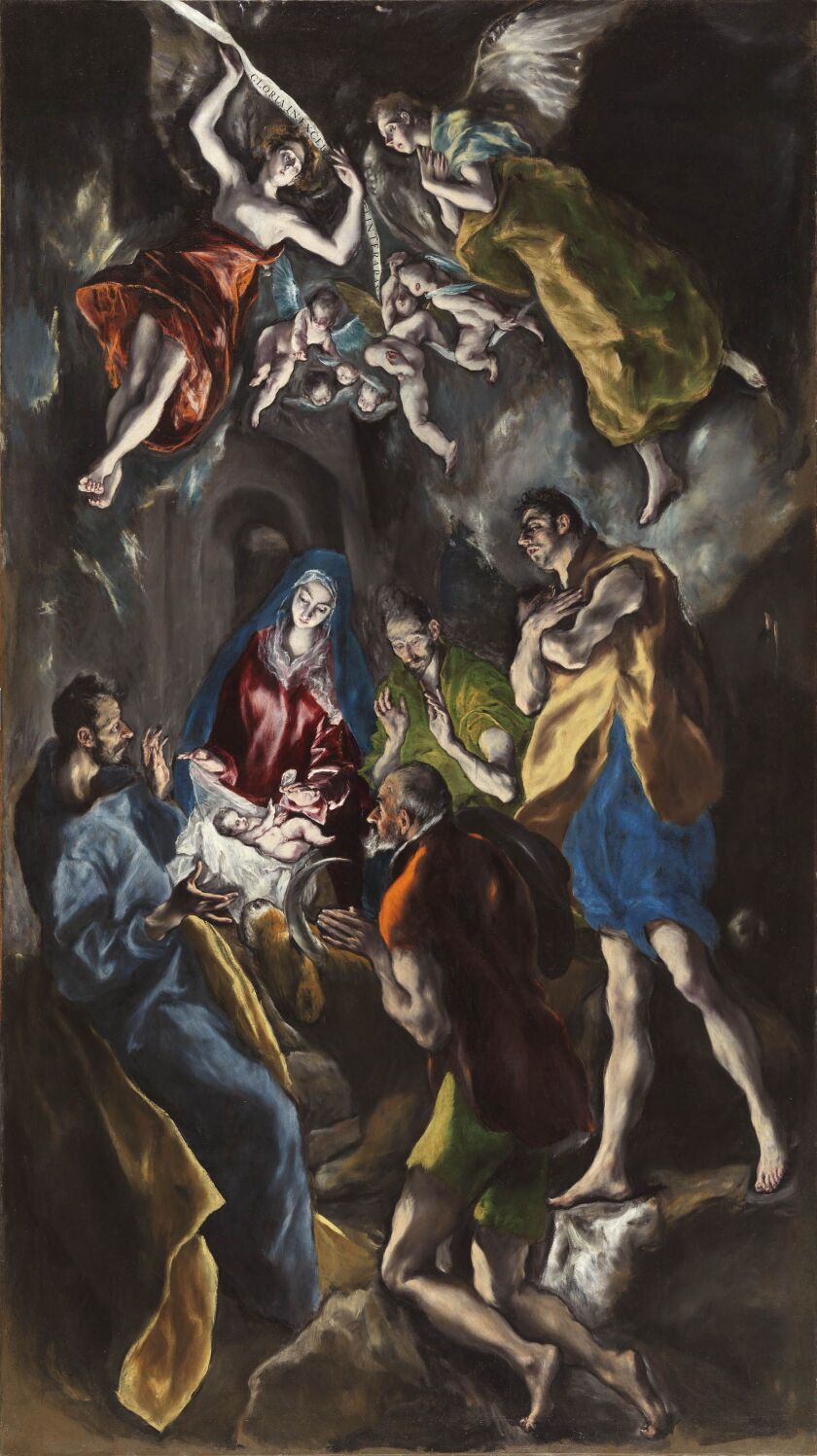 El Greco (Domenikos Theotokopoulos). The Adoration of the Shepherds, 1612–14. Museo Nacional del Prado, Madrid.