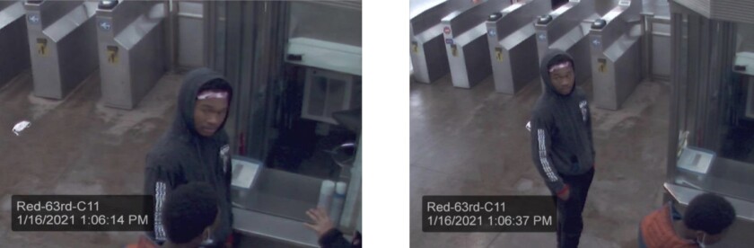 Photo of man wanted for robbery Jan. 16, 2021, on a CTA Red Line platform near Englewood.