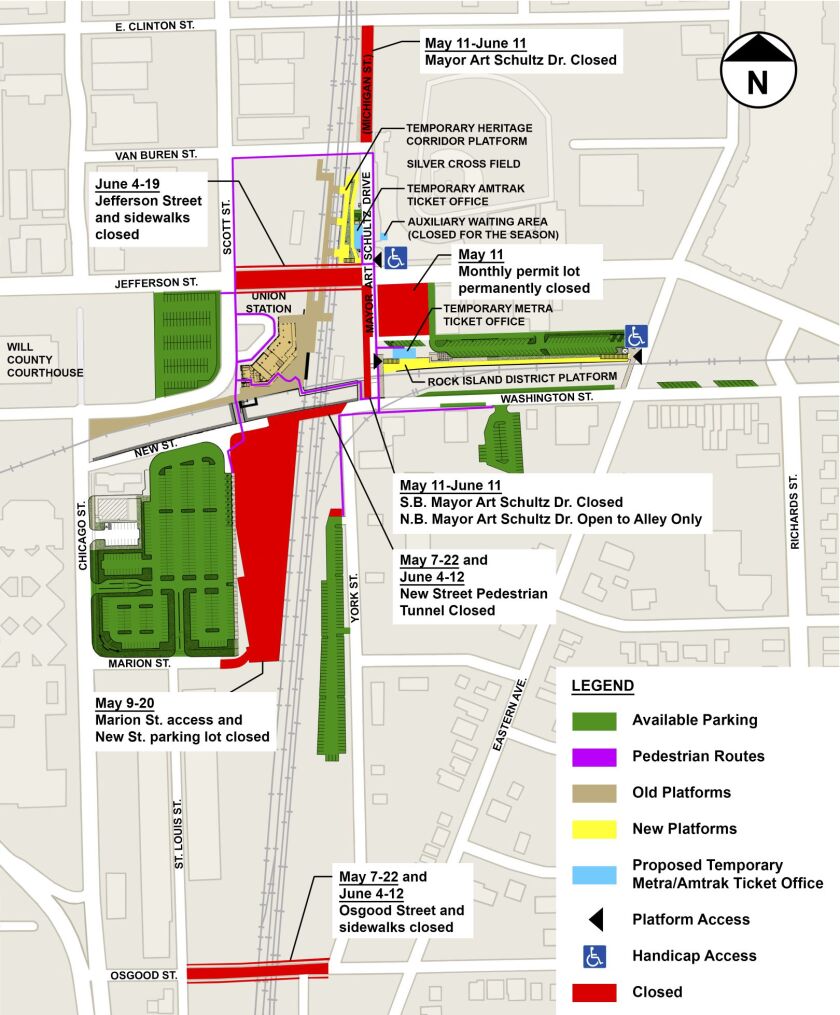 <strong><small>Map of closures in downtown Joliet | City of Joliet</small></strong>