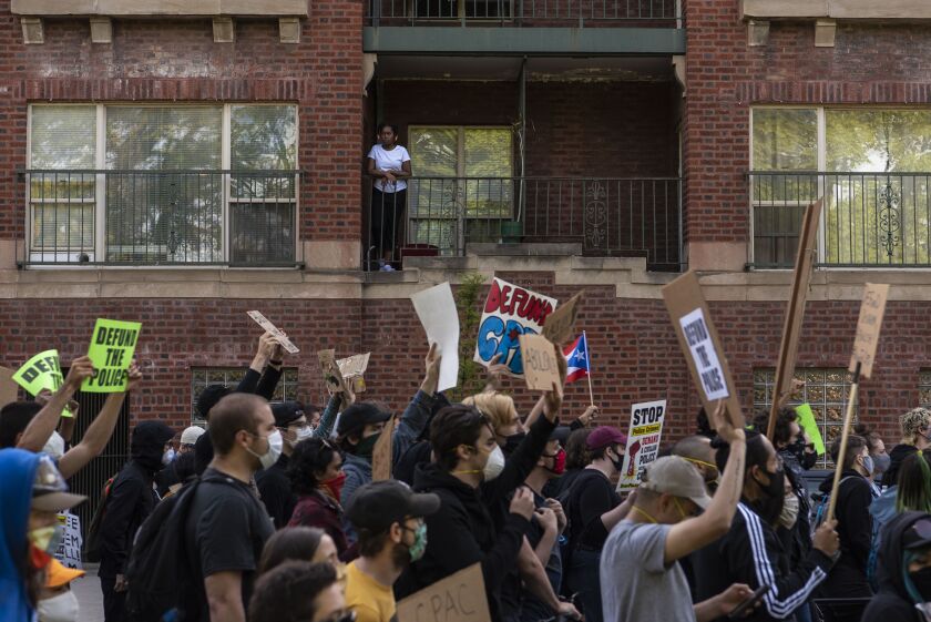 A march through Chicago’s Washington Park neighborhood demanding the creation of the Civilian Police Accountability Council was organized by a coalition of groups, including Black Lives Matter Chicago.