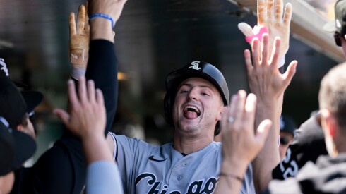 Colson Montgomery celebrates after hitting a home run Saturday.