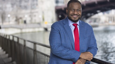 Sidney Jackson Jr., President and CEO of Chicago Sinfonietta poses for a portrait along the Chicago River in downtown Chicago on February 26, 2026.