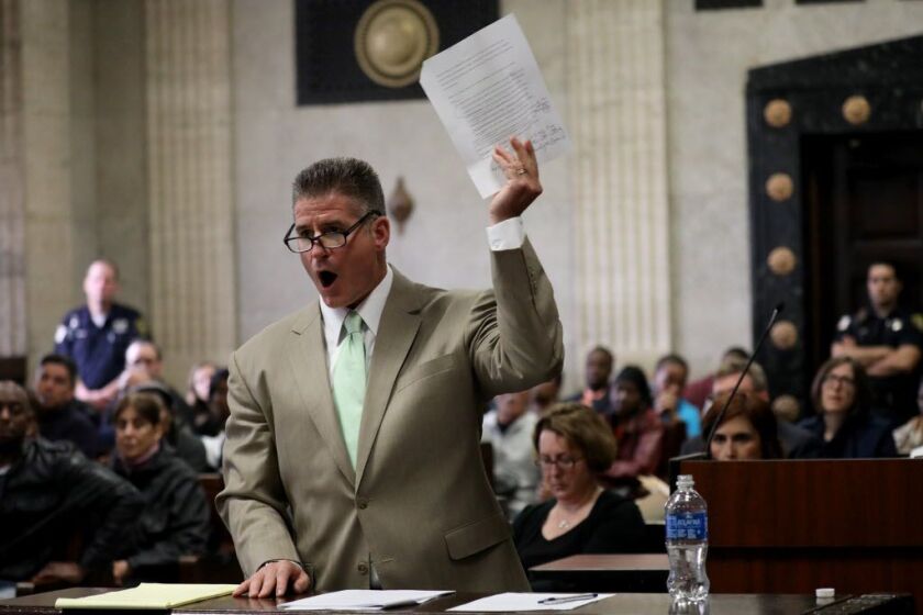 Daniel Herbert argues against the first degree murder charges. The defense attorneys for Jason Van Dyke unsuccessfully argued that first degree murder charges should be dropped against their client during a hearing at the George Leighton Criminal Court Bu