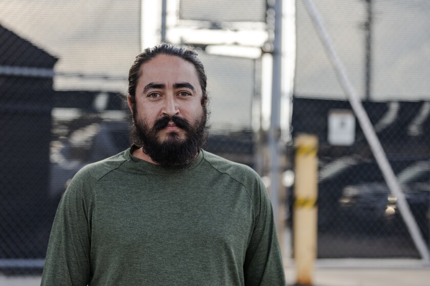 Abraham Aguirre stands for a portrait in front of the Broadview ICE detainment facility on Sunday September 21, 2024. | Jim Vondruska/For the Sun-Times