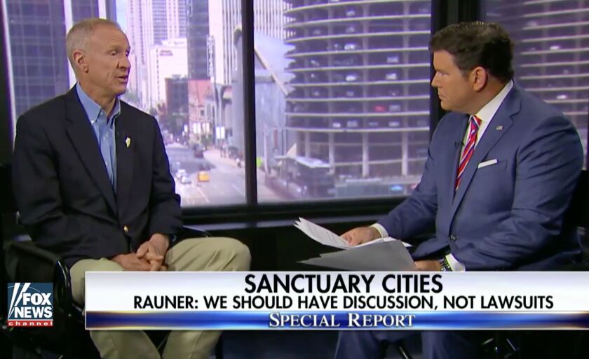 Gov. Bruce Rauner talked to Fox News about immigration, but conservative commentator Ann Coulter was not impressed. | Screenshot from Fox News