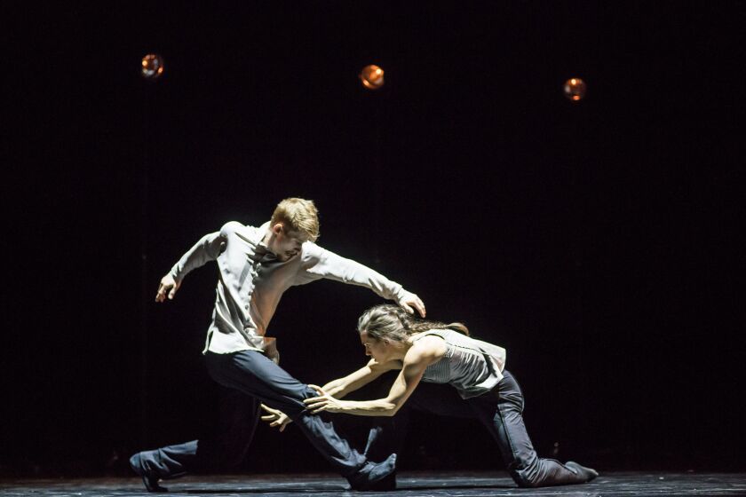 Hubbard Street dancers Jacqueline Burnett and Elliot Hammans in Crystal Pite’s “A Picture of You Falling.” | Todd Rosenberg