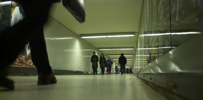 The pedway under the Block 37 shopping center sits above a vacant “superstation” that was intended to be used for an express train to O’Hare International Airport. Mayor Rahm Emanuel on Thursday vowed to get that train up and running, but it won;t use the