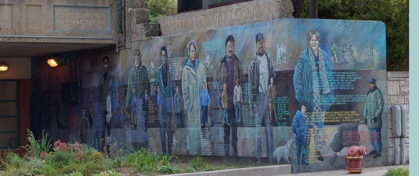 Olivia Gude’s mural “Where We Come From, Where We’re Going” in Hyde Park features quotations from people who passed by as she was creating it.
