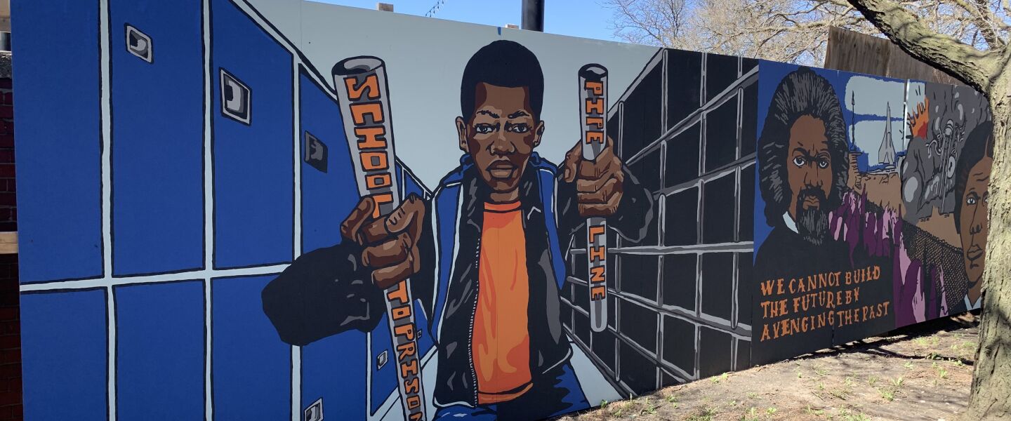 These murals are part of the display at the DuSable Black History Museum and Education Center but weren’t on storefronts like most of the others. They were designed by inmates as part of an initiative called the Prison + Neighborhood Arts/Education Project.