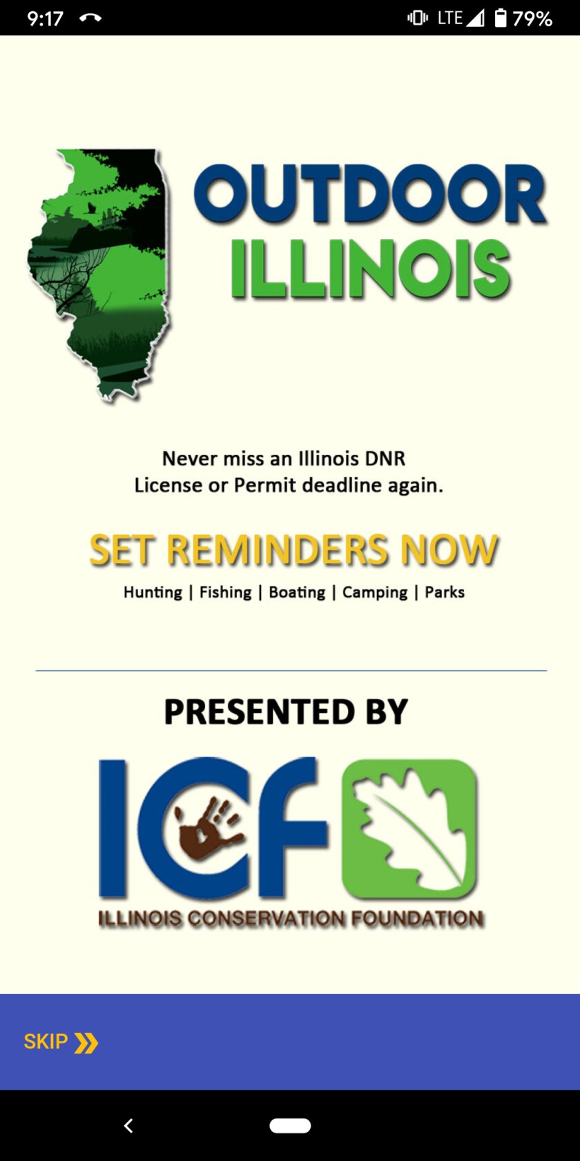 Screen shot of the opening page of the new Outdoor Illinois app. Credit: Dale Bowman