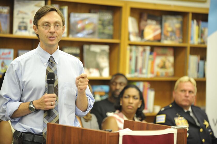 Jens Ludwig, director of the University of Chicago Crime Lab, speaks at Harper High School in 2012. | Brian Jackson/Sun-Times file photo