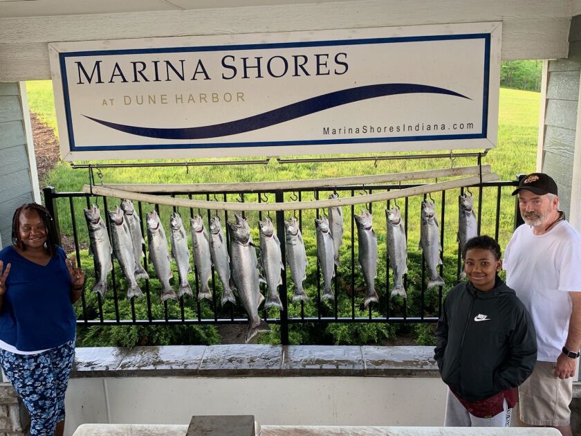 The bounty of salmon and trout in the Indiana waters of southern Lake Michigan. Provided by Capt. Rich Sleziak of Triplecatch Charters