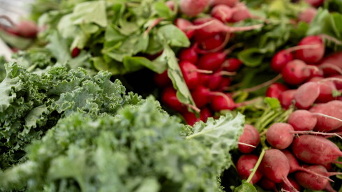 Radishes and kale at Pullman Farmers Market in Pullman, Wednesday, July 15, 2026.