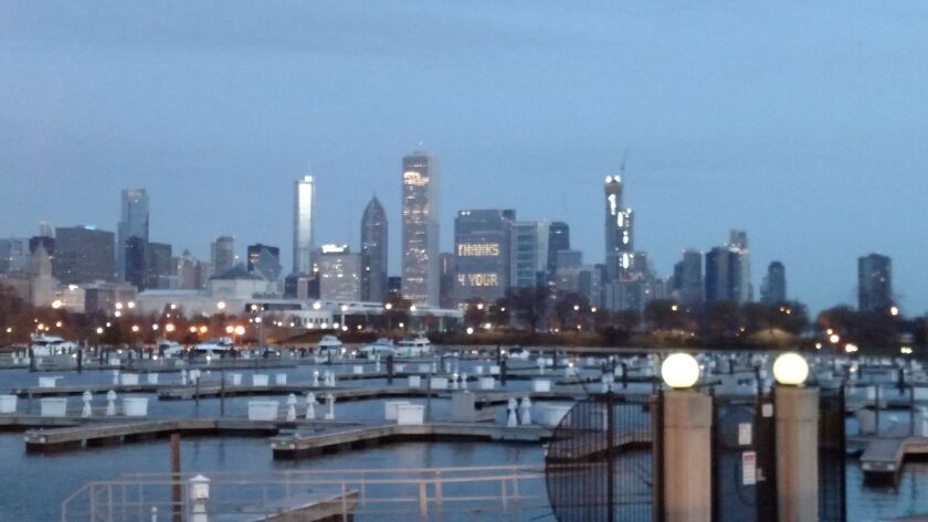 View of Chicago from Northerly Island on a morning of a perch drive down Lake Shore Drive.<br>Dale Bowman/Sun-Times