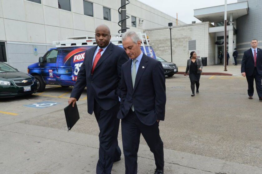 CTA board chairman Terry Peterson with Mayor Rahm Emanuel last May. | Brian Jackson/Sun-Times file photo