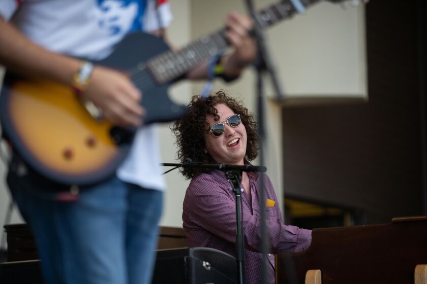 Justin Bell of Rookie is photographed during the band’s set at Lollapalooza on Friday.