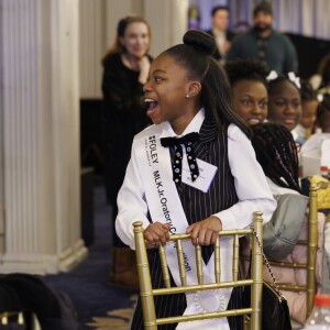 Alanna Atwood celebrates her win during the 7th annual MLK Jr. Oratory Competition at The Duke Hotel.