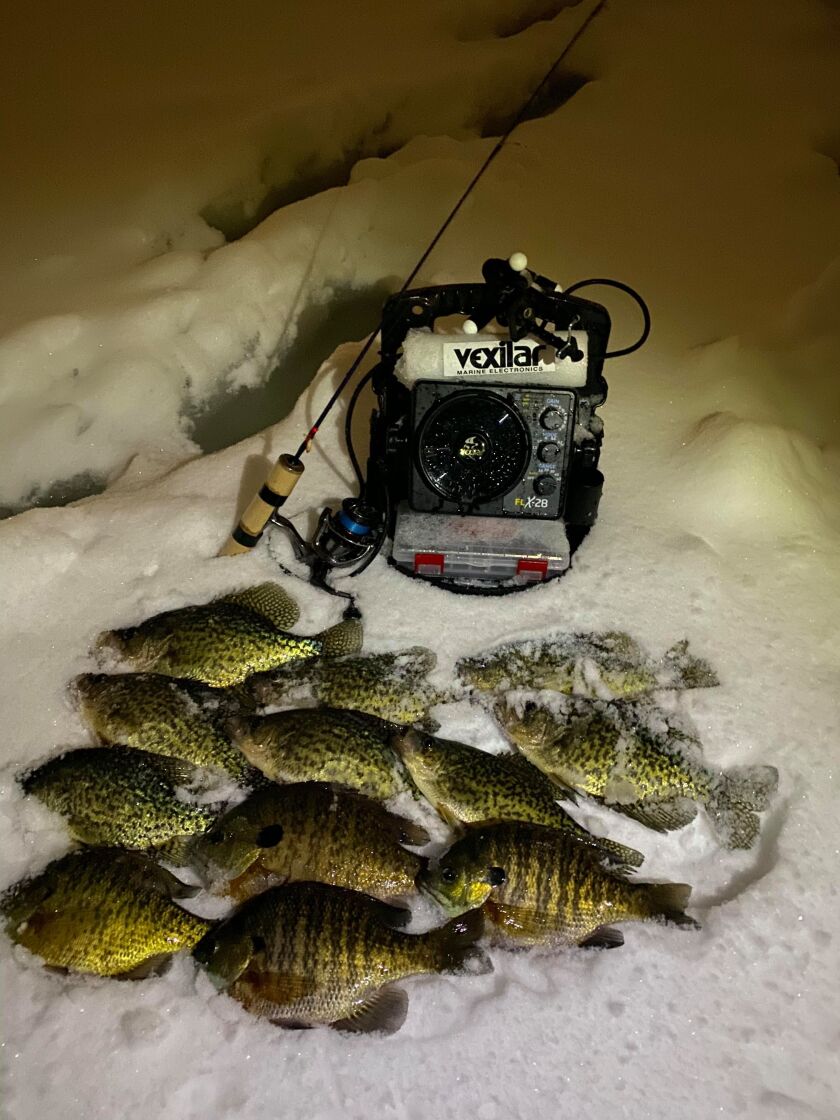 Panfish and flasher on the Chain O’Lakes. Provided by Adrian Medina