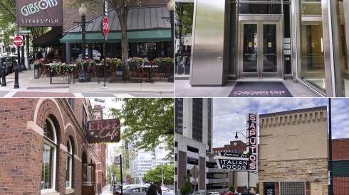 Among the restaurants where Illinois campaign funds have spent heavily: Gibsons Bar & Steakhouse (top left), Chicago Cut Steakhouse (top right), Erie Cafe (bottom left) and Saputo's (bottom right.) All but Saputo's are in Chicago.