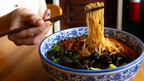 The mushroom noodle soup at Lao Peng You located at 2020 W. Chicago Ave. in West Town.