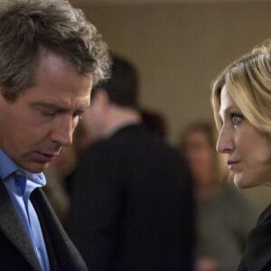 This image released by Netflix shows Ben Mendelsohn, left, and Edie Falco in a scene from “The Land of Steady Habits,” premiering on Sept. 14. | Alison Rosa/Netflix via AP