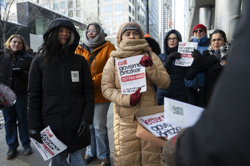 Parents and organizers gathered outside Gov. JB Pritzker