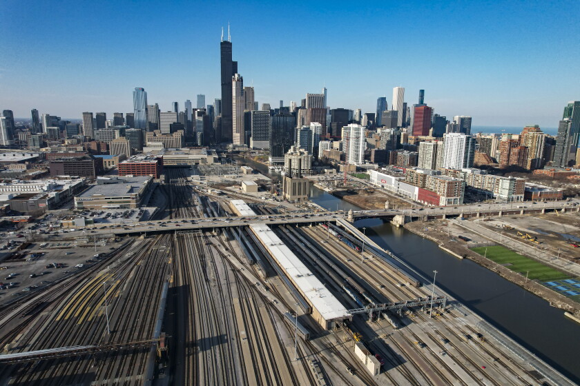 Amtrak’s 47-acre rail yard along the Chicago River between West Roosevelt Road and West 18th Street in South Loop, Wednesday, March 18, 2026. Potential future White Sox chairman Justin Ishbia's private equity firm is nearing a deal to buy the rail yard.