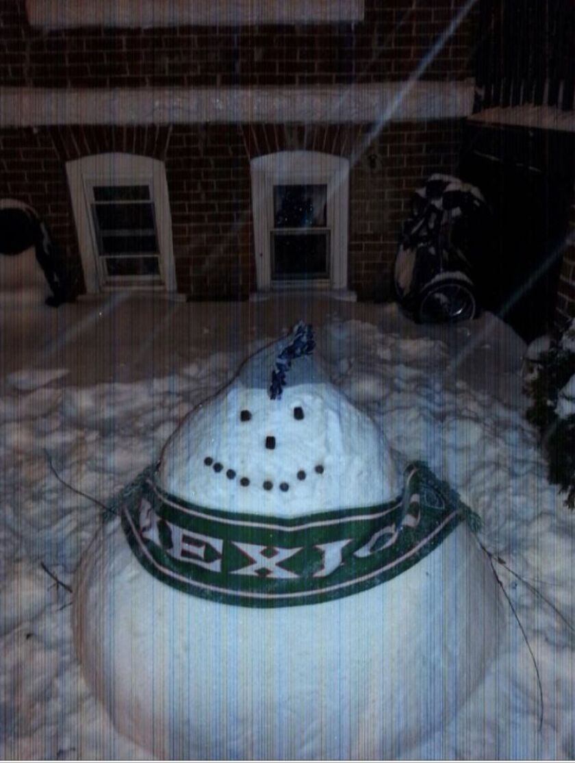One very round snowman by Jonathan B., 16, a sophomore at Curie Metro High School on the Southwest Side.