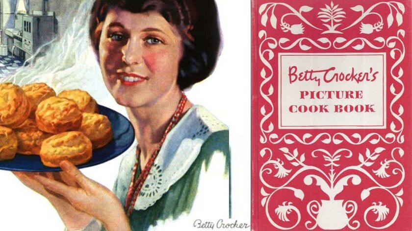 An ad featuring Betty Crocker (left) from The Ladies’ Home Journal, July 1925, and the cover of the “Betty Crocker’s Picture Cook Book.”