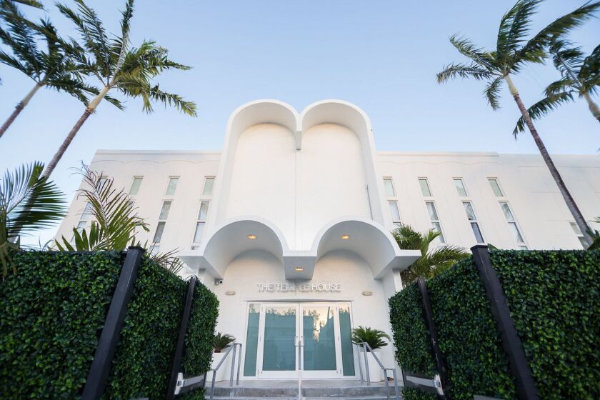 An exterior of Temple House, a converted synagogue in Miami that now functions as an events space.