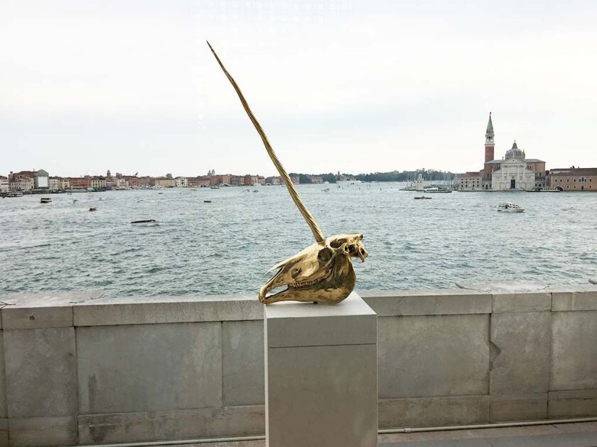 Unicorn skull from the Damien Hirst exhibit, “Treasures from the Wreck of the Unbelievable,” at the Punta Della Dogana in Venice, Italy. | Neil Steinberg/Sun-Times