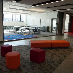 A classroom and hallway at the North Austin Center, a community center and sports complex from the Chicago Fire Foundation and others in the West Side neighborhood that opened Thursday.