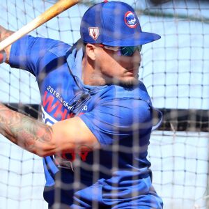 Javy Baez in the batting cages on Field 2 at the Under Armour Performance Center, the Spring Training home of the Chicago Cubs in Mesa, AZ. | John Antonoff/For the Sun-Times