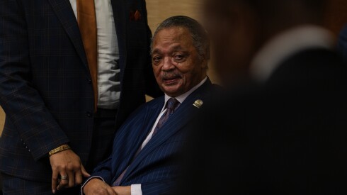 Reverend Jesse Jackson attends a press conference during the 100th annual National Bar Association convention at the Hyatt Regency Chicago on Thursday, May 31, 2024.
