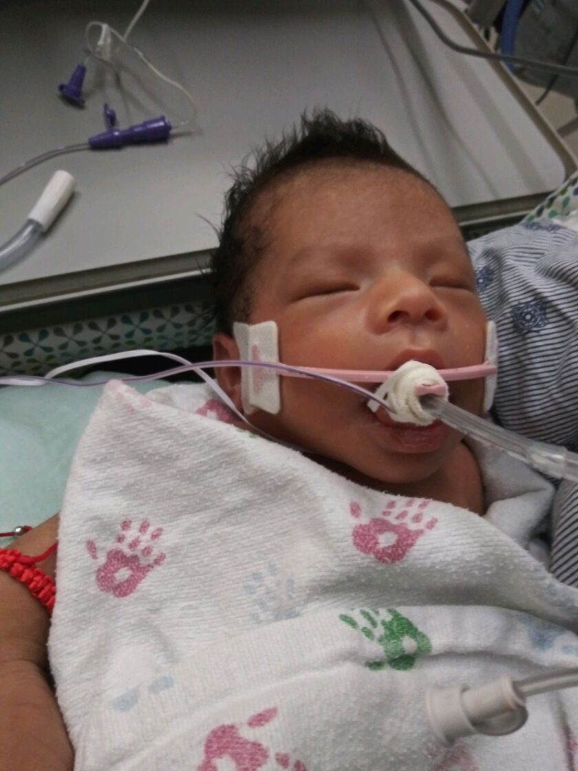 The baby of Yovani Lopez and Marlen Ochoa-Lopez on Sunday at Christ Medical Center.