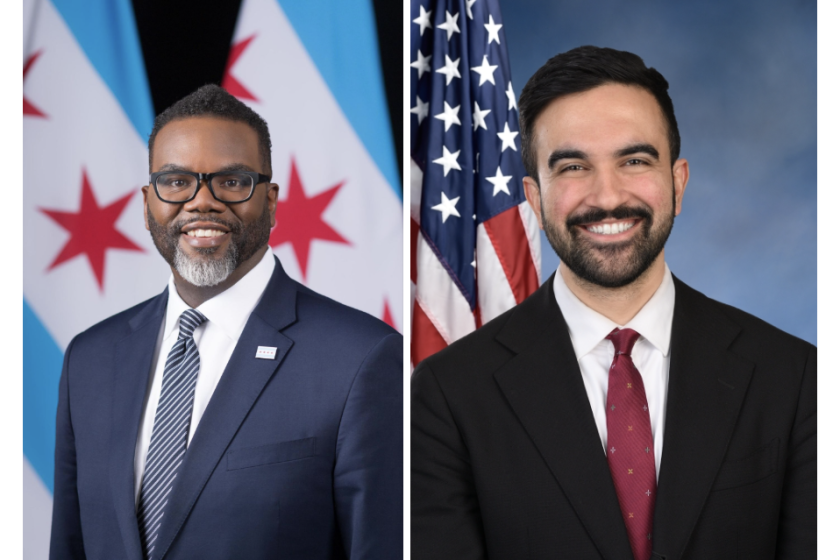 Chicago Mayor Brandon Johnson, at left, and New York City mayoral candidate Zohran Mamdani.