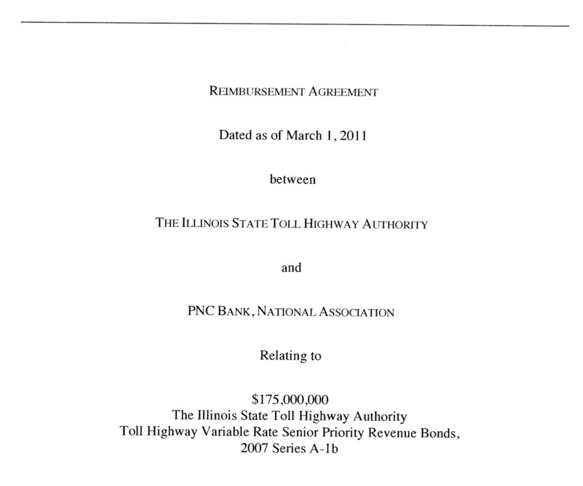 Documents showing PNC's involvement in agreements with the Illinois Tollway.