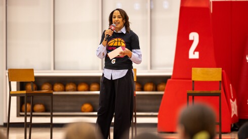 Adrienne Scherenzel, Bulls VP of community engagment, at the Chicago Bulls' "Girls' Play Day" on March 7, 2026.