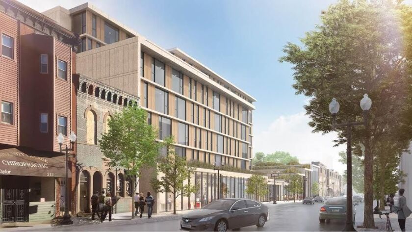 A rendering of the building from different view. | Provided rendering