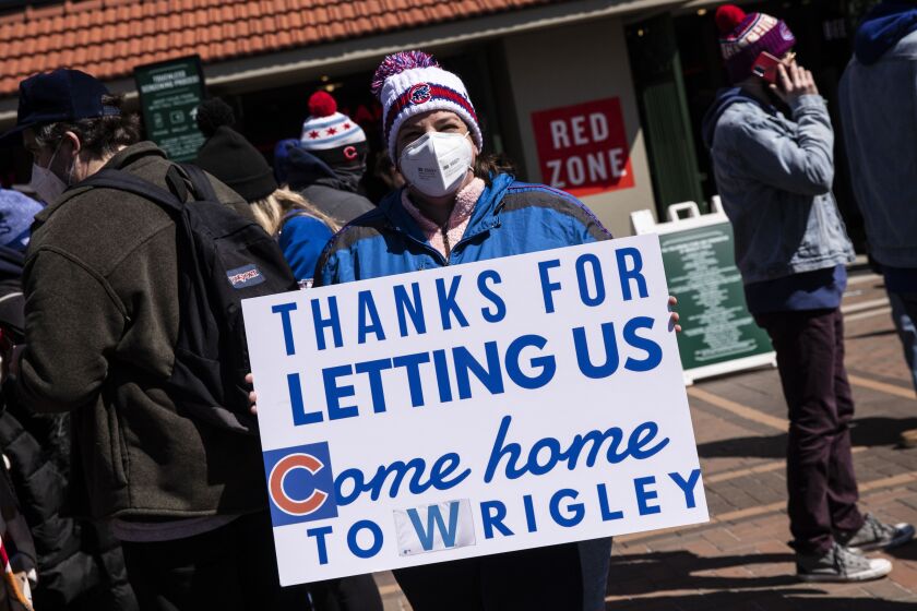 Amy Zeiher, 34, drove to Chicago from New Jersey for the Chicago Cubs Opening Day game at Wrigley Field.