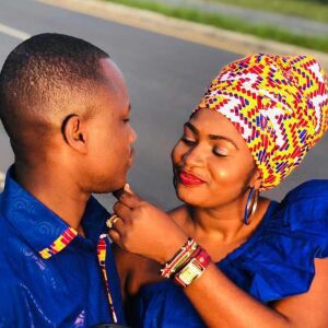 Celestine Mugisha and his wife, Winniefred Akello, in Mbarara, Uganda in November 2018 when Mugisha traveled to Africa to provide Akello’s family with the wedding dowry.